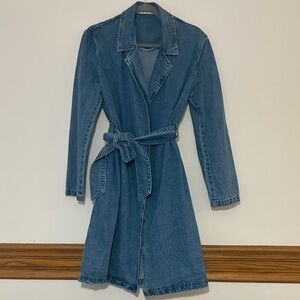 Women’s Denim Trench Jacket, Tie Closure, Size Small, EUC